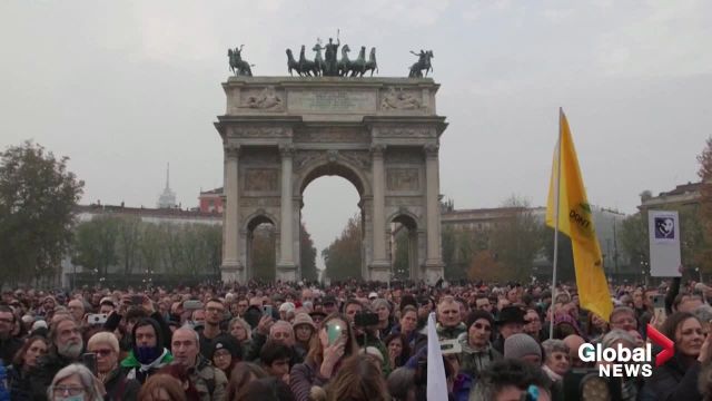 MEGA-Protest auch in Mailand gegen Grünen Pass - mit Robert F. Kennedy